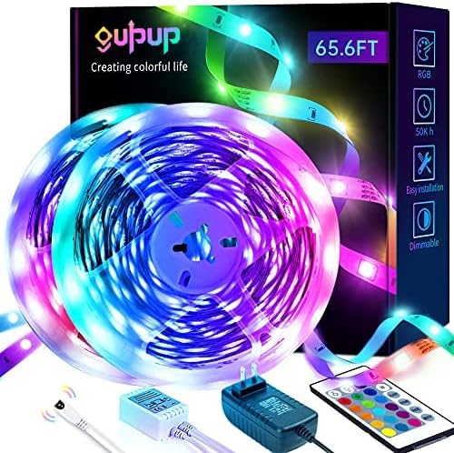 GUPUP LED Strip Lights 65.6 ft, LED Lights for Bedroom RGB Color Changing LED Lights with Remote 5050 12V LED Light Strips DIY Colors for Room, Home Decoration………