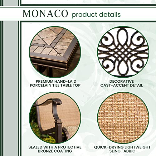 Hanover Mondn7Pcsw-2 Monaco 7-Piece Rust-Free Aluminum Patio Dining Set Outdoor Furniture, Tan #TOP4