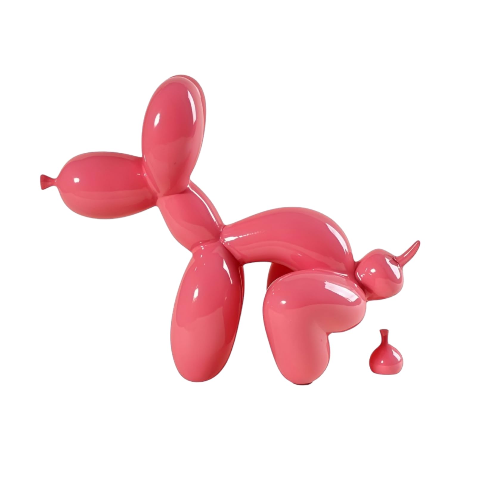 YOYUMI Balloon Dog Sculpture Poop Balloon Dog Sculpture Ornament Resin Decor for Living Room Bedroom Shop Windows Office 10 * 22 * 17.5cm Pink