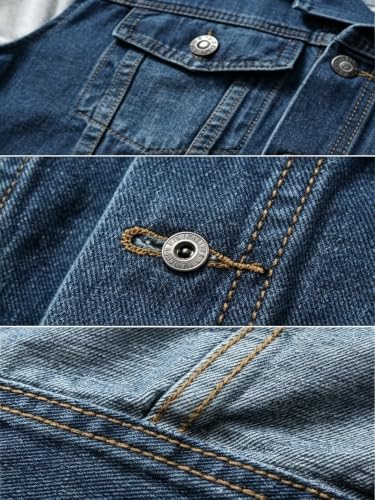 Image of Lavnis Men's Denim Hoodie Jacket Casual Slim Fit Button Down Jeans Coat