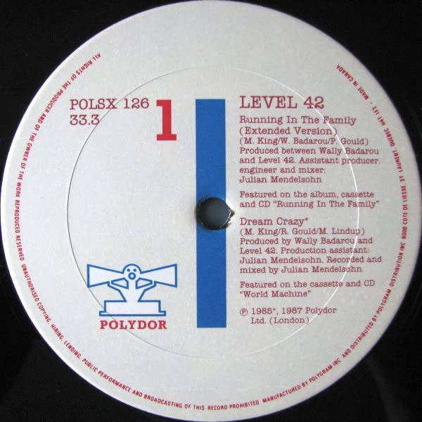 Level 42: Running In The Family VG+/NM Canada