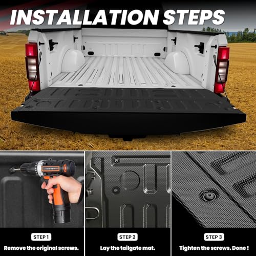 Image of LASFIT Floor Mat Truck Tailgate Mat for 2022 2021 2020 2019 2018 2017 Ford Super Duty F250 F350 F450 Truck Bed (Not Fit Drop-in Liners) All Weather Protector TPE Tailgate Liner,1pc Black