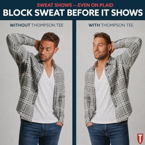 Image of Sweatproof Undershirt for Men w / Underarm Sweat Pads (Original Fit, Deep V-Neck)