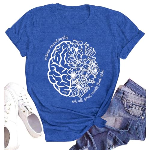 T-shirt autisme femmes Accept Understand Love haut mois de soutien à l'autisme SUWATOIN