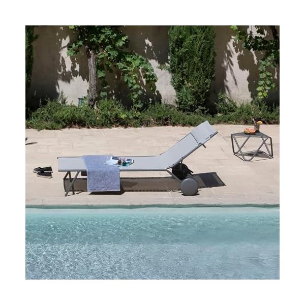 2er Set Sonnenliegen Miami II Gris Galet