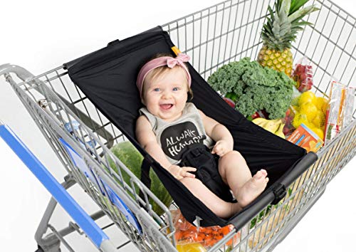 Image of Binxy Baby Shopping Cart Hammock for Infants and Toddlers, Cart Seats for Babies, for All Car Seat Models, Grocery Cart Hammock for Baby, Capacity of up to 50 lbs, Black