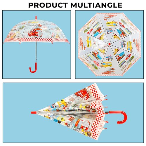 Image of Kraptick Transparent Printed Umbrella for Kids, Stylish & Cute Child Safe Umbrella for Rain, Automatic Water-Proof Umbrellas for Children's /Boys /Girls /Kids (MFP /1112-V)