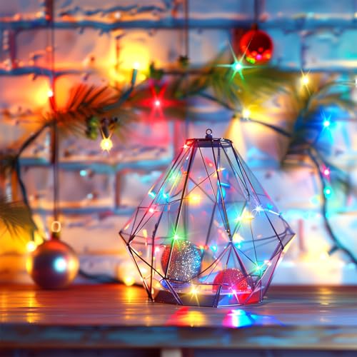 Image of Minetom Multicolored Fairy String Lights, 33 Ft 100 Led Waterproof Starry Firefly String Lights Plug in on Silver Wire, Perfect for Crafts DIY Christmas Party Wedding Bedroom Indoor Decorations