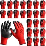 24 Paires Gants de jardinage pour hommes femmes en caoutchouc respirant Gants du jardin de construction Gants pour hommes de travail de sécurité