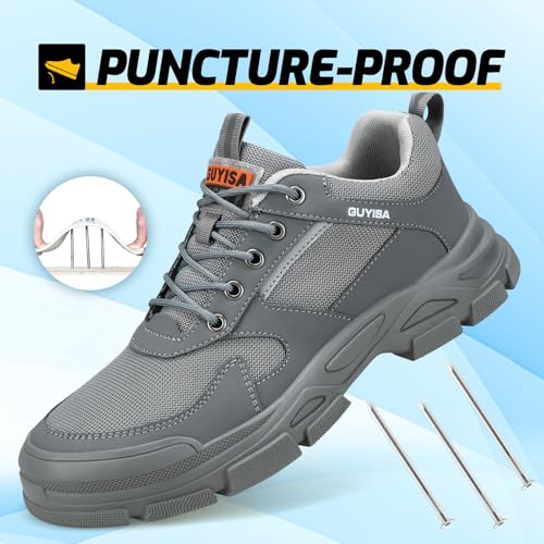 Image of Steel Toe Shoes for Men,Lightweight Non Slip Work Shoes for Men,Indestructible Steel Toe Boots,Industry Construction Safety Work Boots.