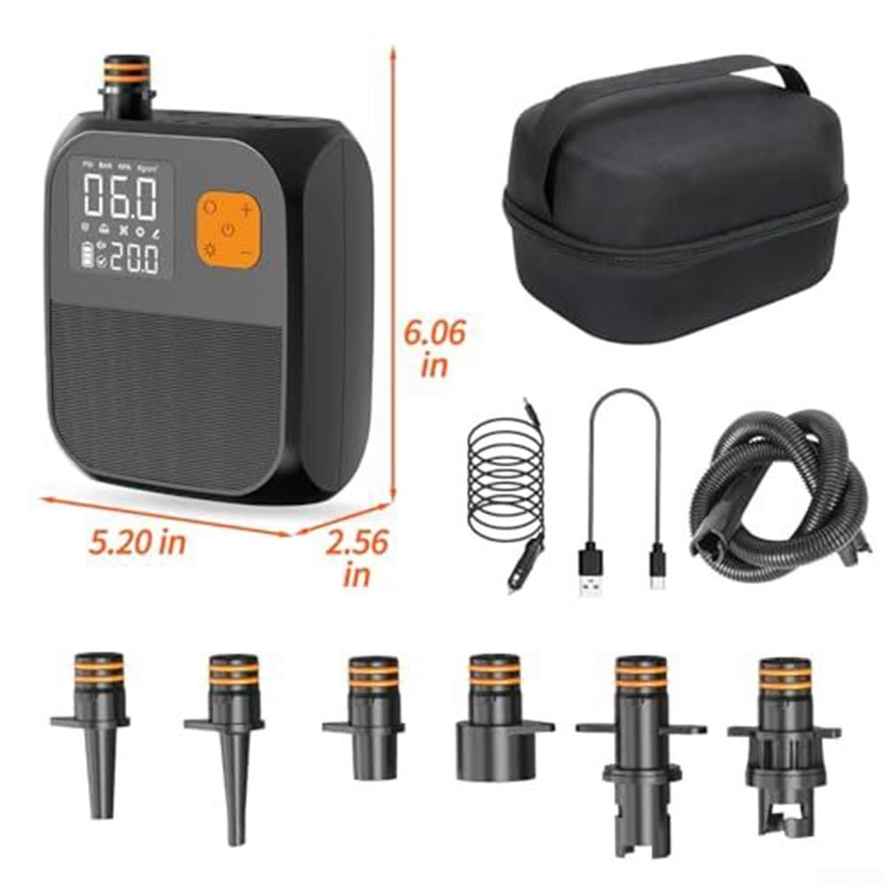 Pompa Pneumatici Senza Fili 80W Alta Pressione Elettrica con Modalità Preimpostate per Auto Moto Palla