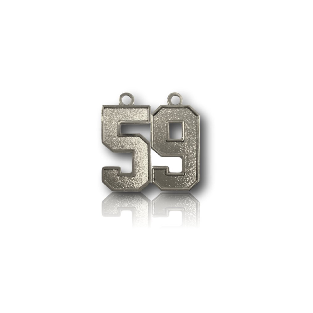 Number 59 Silver Plated Jersey Style Sports Necklace Charm Pendant (0.8