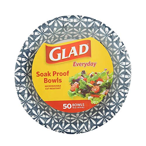 Glad Round Disposable Paper Bowls, Blue Mosaic, 16 Oz, 50 Count, 6-Pack - image 9