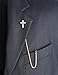 VVCome Men's Cross Lapel Chain for Suit Wedding Party Gift Lapel Pin with Long Chain Suit Shirts Accessories (Gold CZ Cross)