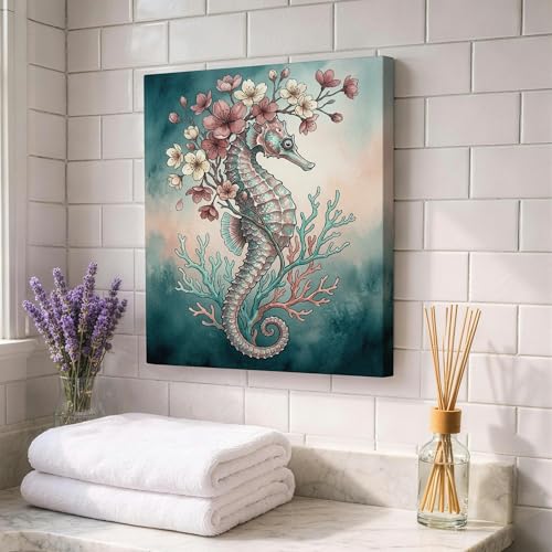 Tableau abstrait hippocampe et toile murale de chambre moderne - 6