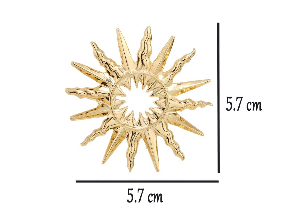 Image of Gold-Tone Sun Brooch Pin Vintage Round Sun flower Broach for Shirt Decorations Wedding Bouquets Jewelry