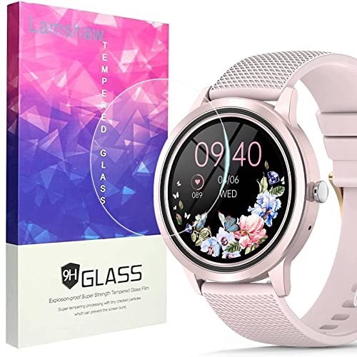 Compatible with Nendefin Smartwatch Screen Protector,Lamshaw 9H Tempered Glass Screen Protector Film Compatible for Nendefin A60 Smartwatch-1.32 Inches (Glass-3 Pack)
