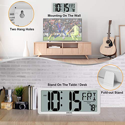 Xrexs Large Digital Wall Clock, Electronic Alarm Clocks For Bedroom Home Decor, Count Up & Down Timer, 14.17 Inch Large Lcd Screen With Time/Calendar/Temperature Display (Batteries Included) #TOP1
