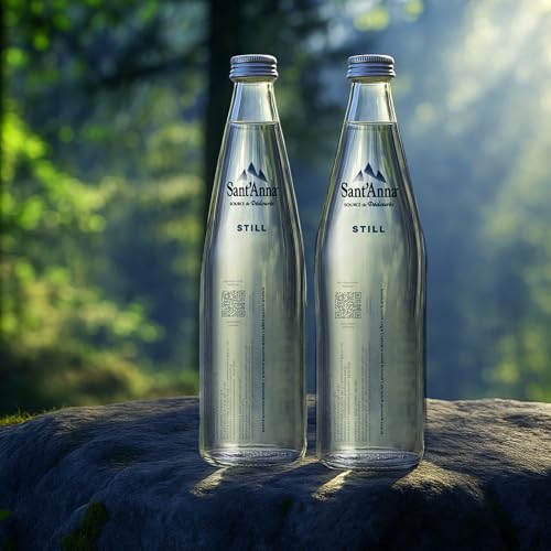 Image of Sant'Anna Still Mineral Water, 25.4 Fl Oz (6-Pack) | Pure French Pyrenees Mountain-Fresh Drinking Water | Natural Functional Drink | Sodium-Free Mineral in Glass Bottles
