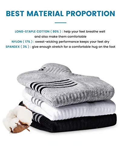 Image of TANSTC Athletic Running Ankle Socks,6Pairs Cushioned Low Cut Anti-Blister Tab Sports Sock Men Women