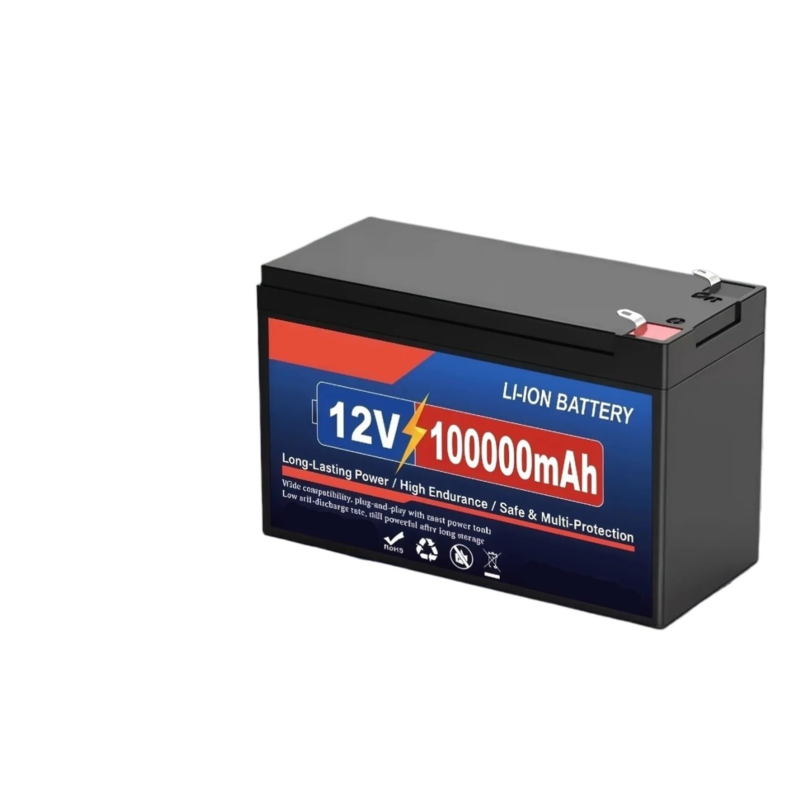 Batteria A Ciclo Profondo Pacco Batterie Ricaricabili, 12V 100Ah | Alimentatore dotato di scheda elettronica integrata for solare, camper, campeggio(12V 80000mAh)