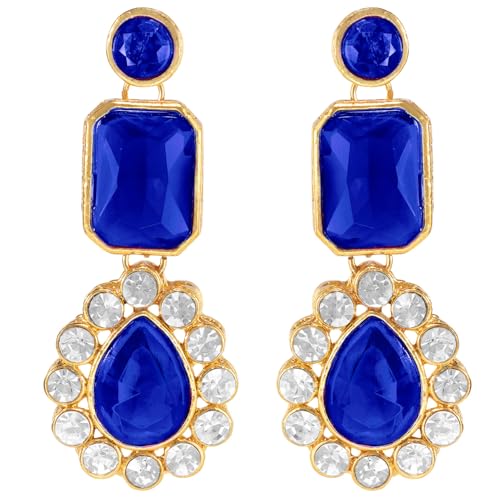 Image of Peora Crystal Faux Pearl Kundan Necklace & Jewellery Set Gift for Women