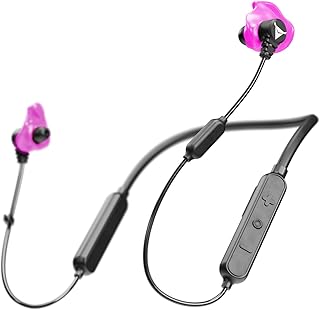 Decibullz Safe + Sound Wireless Bluetooth Headphone Custom Molded Earplugs, Comfortable Hearing Protection for Shooting, Hunting, Travel, Work, & Concerts (Pink) - Decibullz