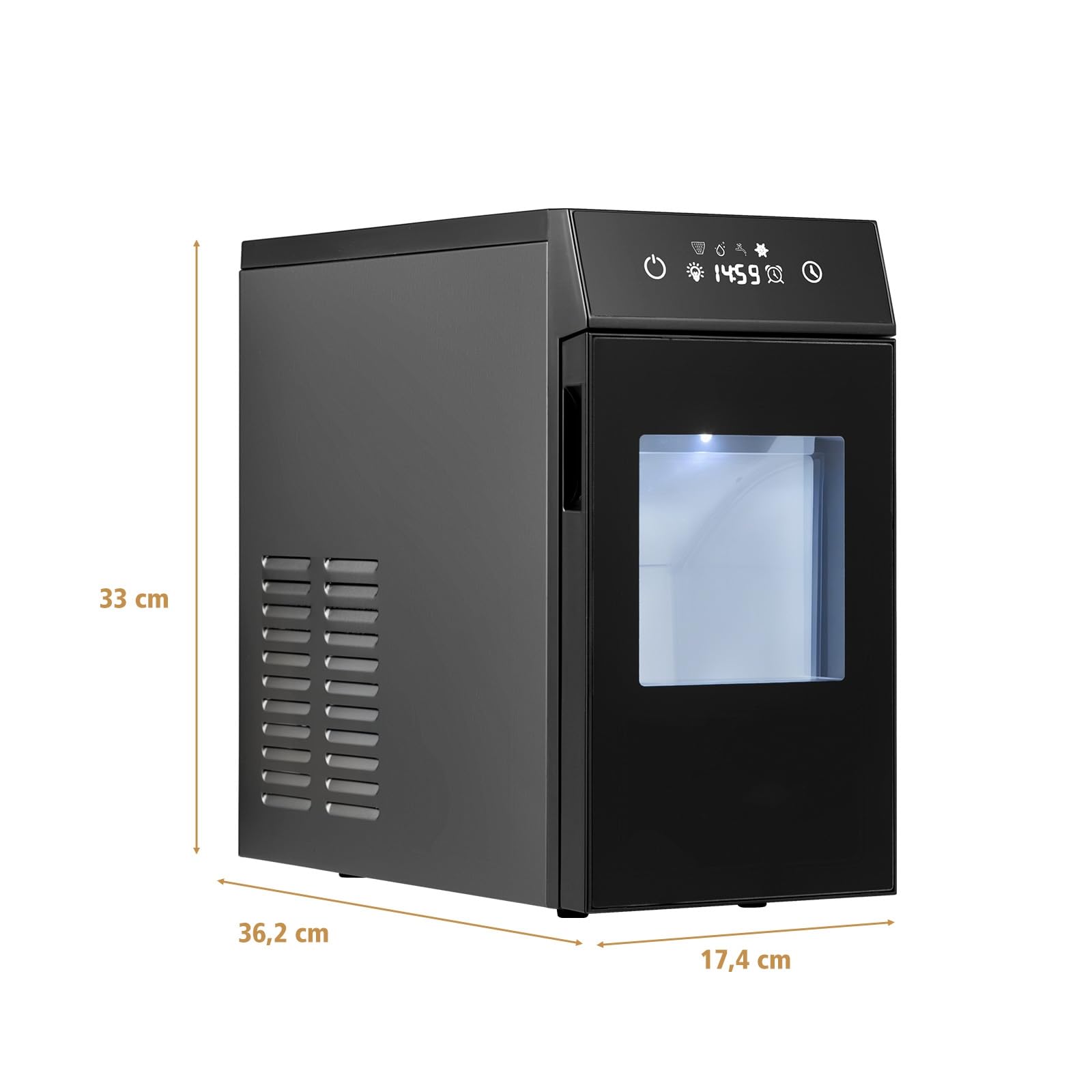 LIFEZEAL Macchina Ghiaccio 48 Pezzi/24h, Sferico da 50 mm | Produttore di Ghiaccio Autopulente con Paletta, Serbatoio, Timer 8h, Ice Maker Rotondi per Casa, Ufficio, Bar e Aperitivi