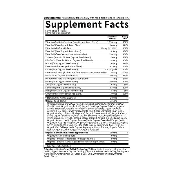 Garden-of-Life-mykind-Organics-Vitamins-for-Women-40-Womens-Multi-40-Vegan-Over-40-Hormone-Breast-Health-Support-Blend-Whole-Food-Womens-Multivitamin-60-Tablets Garden of Life Organics Vitamins for Women 40+ - 60 Tablets, Womens Multi 40+, Vegan Vitamins for Women Over 40, Hormone & Breast Health Support Blend, Whole Food Womens Multivitamin