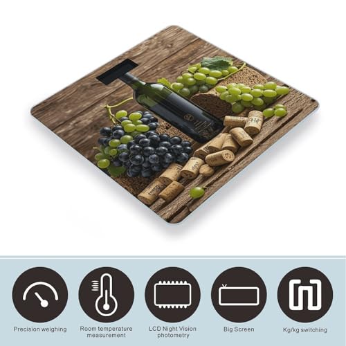 Báscula digital de baño con diseño de corcho de botella y uvas miniatura 3