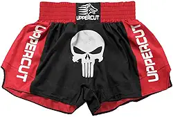 Calção Short Muay Thai Kickboxing, Caveira Premium, Preto/Verm, Ref-18