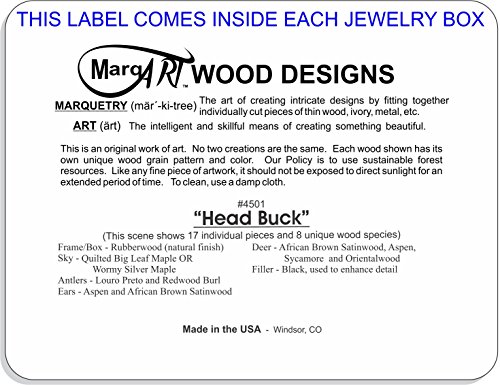 Marqart Deer Wood Art Gift Trinket Box & Jewelry Boxes - Handmade Usa -Unmatched Quality - Unique, No Two Are The Same - Original Work Of Wood Art (#4501 Head Buck 4X5X1.5) #TOP6