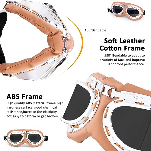 Image of Peicees Vintage Helmet Goggles Motorcycle Goggles Bike Motorcross Pilot Goggle