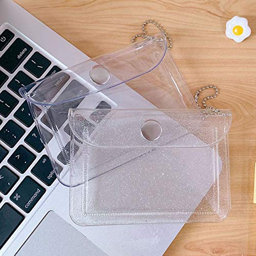 4 Pcs Glitter Transparent Card Holder Waterproof Coin Purse Wallet Pouch Creadit Card Business Card Case For Women Girls #TOP6