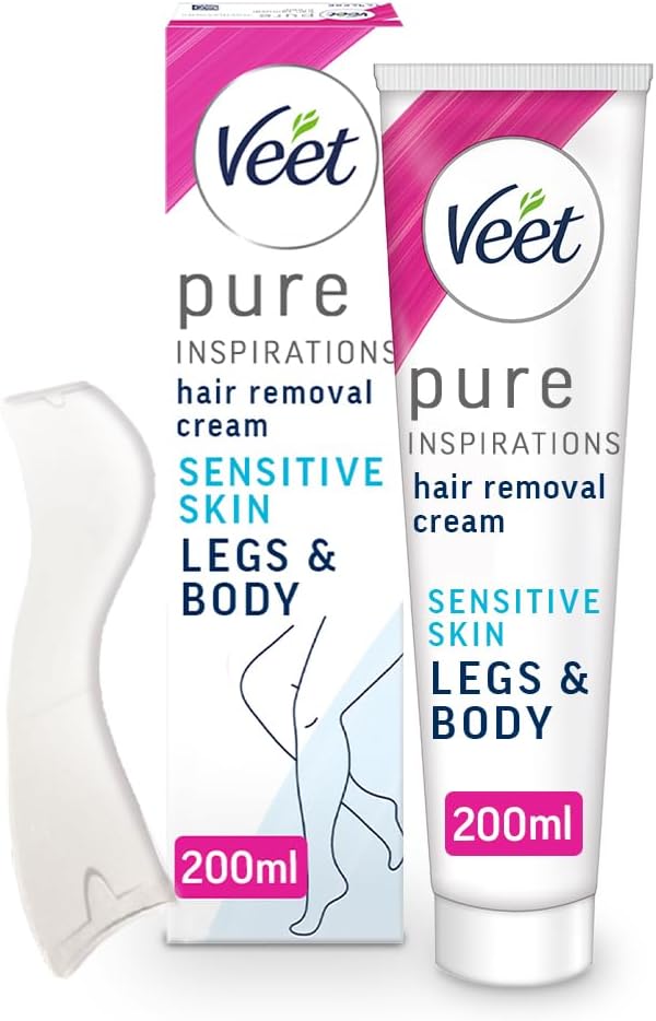 Veet Hair Removal Cream, 200ml, Veet Pure Sensitive Skin Hair Removal Cream, Leg Hair Removal, Depilatory Cream, Smooth Skin, Exfoliating, Hydrating, Hair Removal Veet Hair Removal Cream, 200ml, Veet Pure Sensitive Skin Hair Removal Cream, Leg Hair Removal, Depilatory Cream, Smooth Skin, Exfoliating, Hydrating, Hair Removal