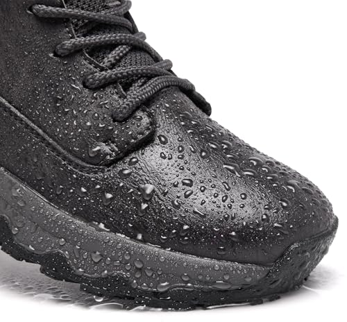 SHULOOK Non Slip Work Boots for Women Slip-Resistant Shoes Waterproof Food Service Chef Kitchen Restaurant Working Casual Comfortable Ankle Boot Outdoor Walking Booties Sneakers Gray Size 8 by SHULOOK - Used condition - Image 4