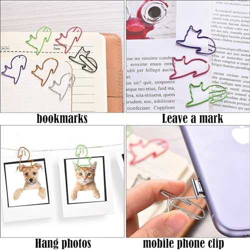 BDSHUNBF 100 Stück Büroklammern,Paper Clips, Büroklammern Motiv Cartoon Bunte Tier Design Büroklammern,Colourful Animal Design Paper Clips,Bunt Aktenklammern Set,Büroklammern Bunt Cartoon Bookmarks