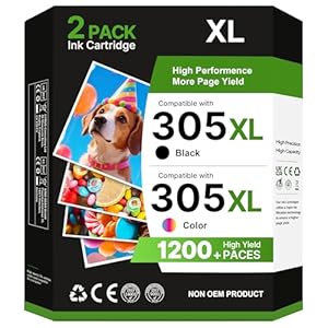 Salols 305XL Ink Cartridges Replacement for HP 305 Ink Cartridges Black and Colour for HP305 XL for HP DeskJet 2820E 2810E 2700 2710e 2720e 4120e 2721e Plus 4100 4120 Envy 6020e 6032e Pro 6430,2-Pack
