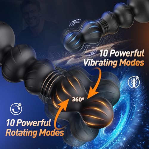 Image of BEISAR 360Rotating Anal Beads Prostate Massager, Anal Vibrator Anal Toys Butt Plug 10 Vibrating Suction Cup Anal Plug Male Sex Toys for Men Women Adult Toys Gradual Bead Anal Trainer S&M Whips