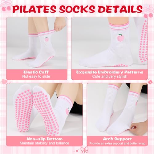 Image of Pilates Grip Yoga Socks for Women Cute Non Slip Socks | Cute Non Slip Socks, Athletic Grippy Sock, Barre Ballet Fitness Workout