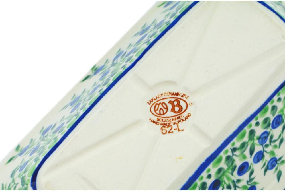 Polmedia Polish Pottery Rectangular Baker - Blue Dream Pattern Handmade in Boleslawiec Poland + Certificate of Authenticity