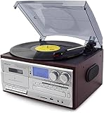 Radio AM/FM : profitez de vos stations de radio préférées sur ce tourne-disque vintage avec haut-parleurs stéréo intégrés.