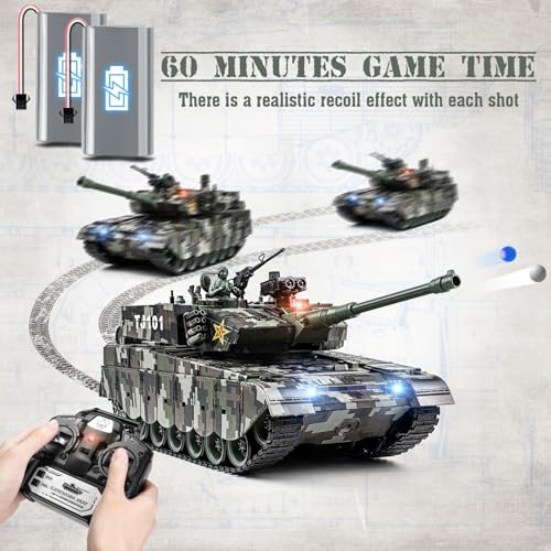 Supdex 1:18 RC Tank, 2.4Ghz Chinese 99 Main Remote Control Battle Tank, 15 Channel RC Vehicle Army Toy with Smoke, Light and Sound, Military Truck for Adults and Kids That Shoots BBS and Water Bombs - Thumbnail 2