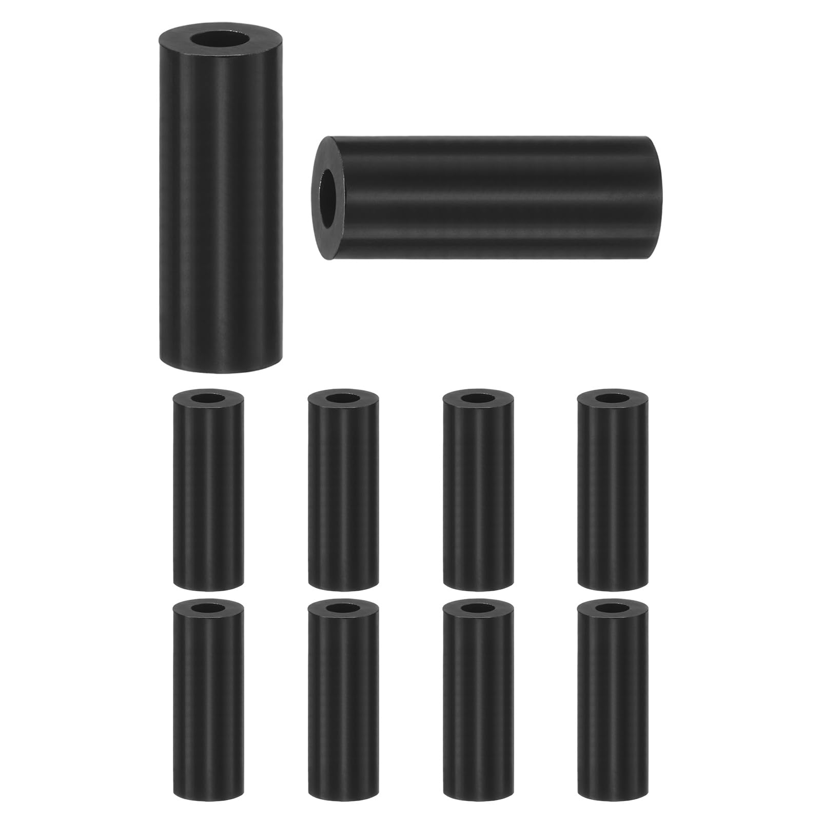 M METERXITY 100 Pack Nylon Washers, 3.2mm ID 7mm OD 18mm Length Round Plastic Spacer Washer Standoff Non-Threaded for M3 Screws/Bolts/Electrical Outlet/Switch Receptacle[Black]
