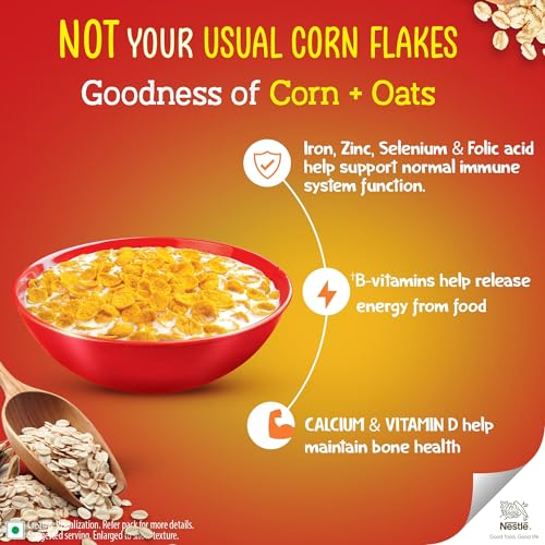 Image of Nestle Gold Crunchy Corn & Oat Flakes - Breakfast Cereal with Immuno-Nutrients | Made with Whole Grains & The Goodness Of B Vitamins, Calcium & Vitamin D, No Added Colours & Flavours, 850g, Pouch