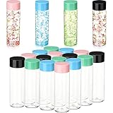 16 Pcs Empty Plastic Sensory Bottles with Lids Round Clear Plastic Water Bottles Reusable Sensory Bottles with Lids for Sensory Crafts Classroom Handmade Party Supply (Pink Green Blue Black,16.9 Oz)