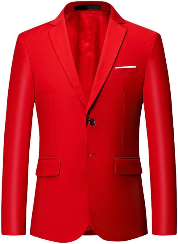 Men's Spring Autumn Business Casual Single Blazer Jacket Two Button Solid Color Top