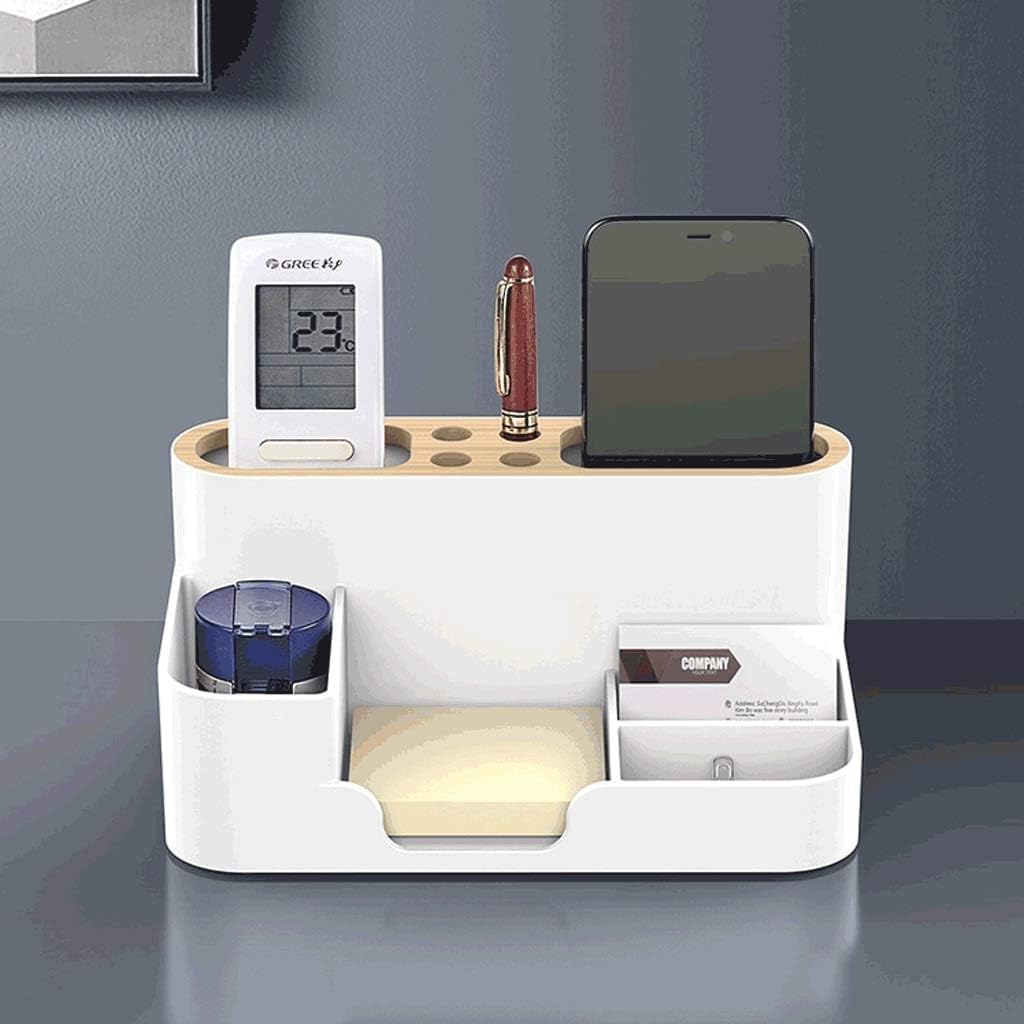 Salepushh Office Desk Organiser with 6 Compartments, Multifunctional Pen Holder & Desktop Storage Stand – 20.5cm x 13cm, White – Ideal for Home Office, Study Table, School, Business Workspace Setup