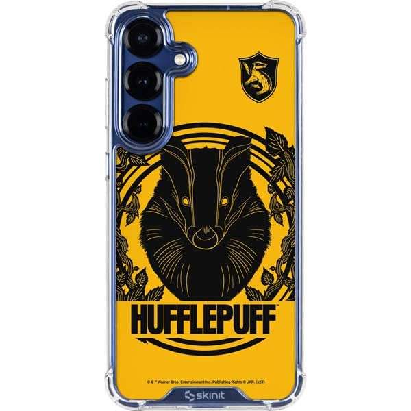 Skinit Clear Phone Case Compatible with Galaxy S25 Plus - Officially Licensed Wizarding Worlds Harry Potter Hufflepuff Illustration Design