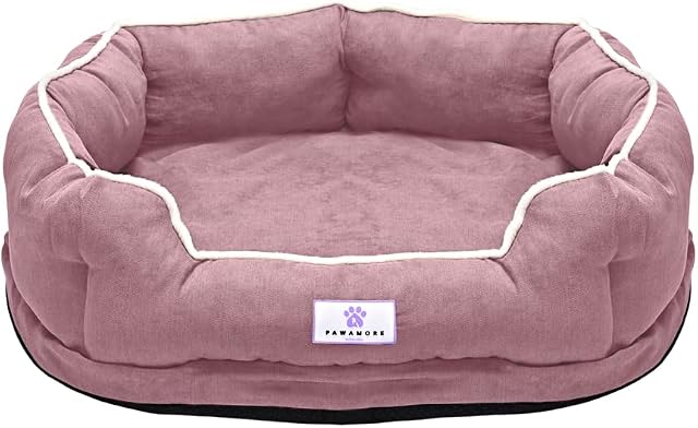 Pawamore Memory Foam Pet Orthopaedic Comfort Calming Nest Sofa Cat Dog Bed (Small - Medium | 55 x 45 x 20cm, Pink)